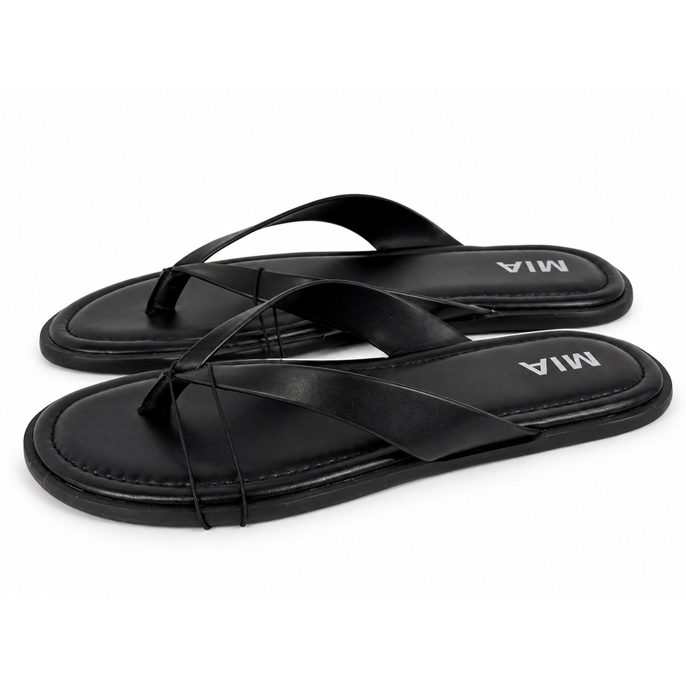 MIA Sydni Flip Flop Black Thong Flat Sandals Womens Size 10 New